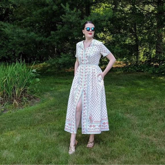 Gal Meets Glam Alisa Floral Button Front Maxi Dress GMG Unicorn - Picture 6 of 16